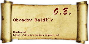Obradov Balár névjegykártya